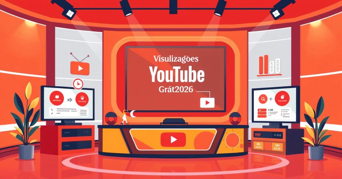 Ilustração sobre Como Ganhar Visualizações YouTube Grátis em 2026 — SkiPark Blog